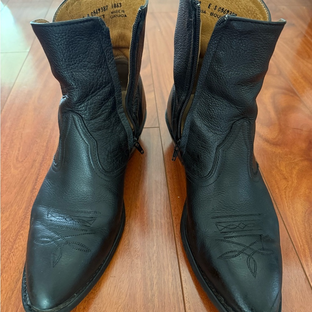 Black Cowboy Western Boots Mid Zip